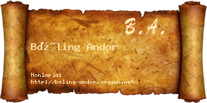 Báling Andor névjegykártya